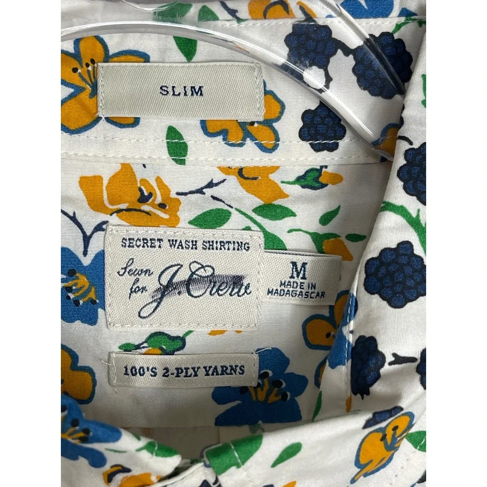 J.Crew Secret Wash Floral Cotton Button Down Shirt Men's Medium Classic